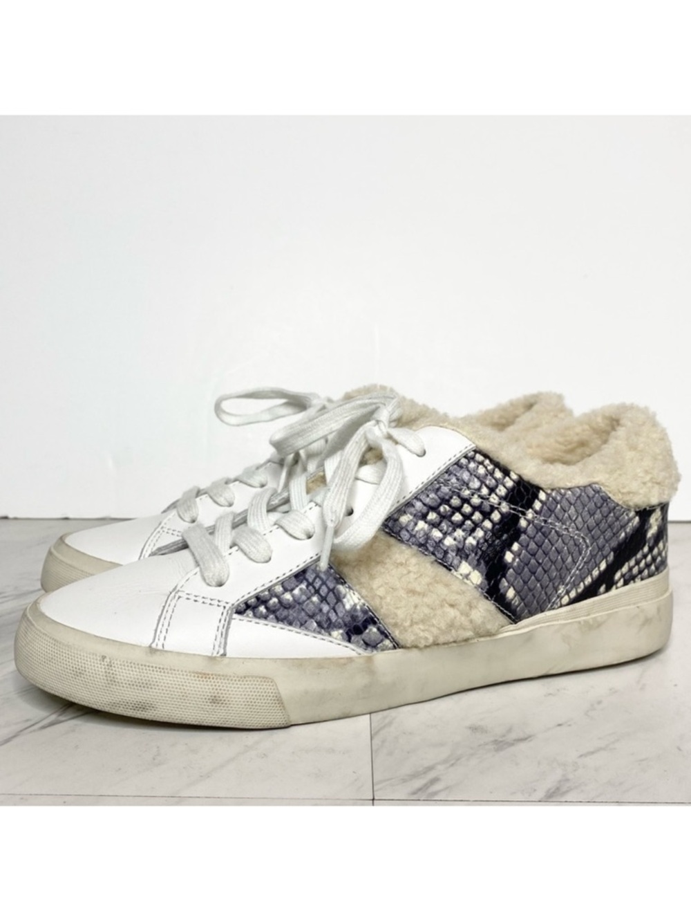Marc Fisher Mello Faux Fur Trim Snake Skin Sneaker 8M